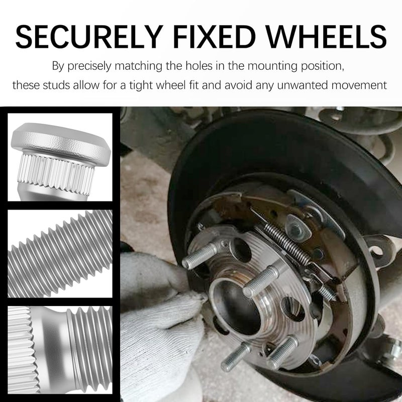Figpade 6PCS Trailer UNF 1/2 20 Wheel Studs,Heavy Duty Wheel Bolts Load 2000-7000 lb Axles with Length 2.11"/Spline Diameter 0.56"/Stud Head 0.73",Professional Wheels Lug Studs - Image 4